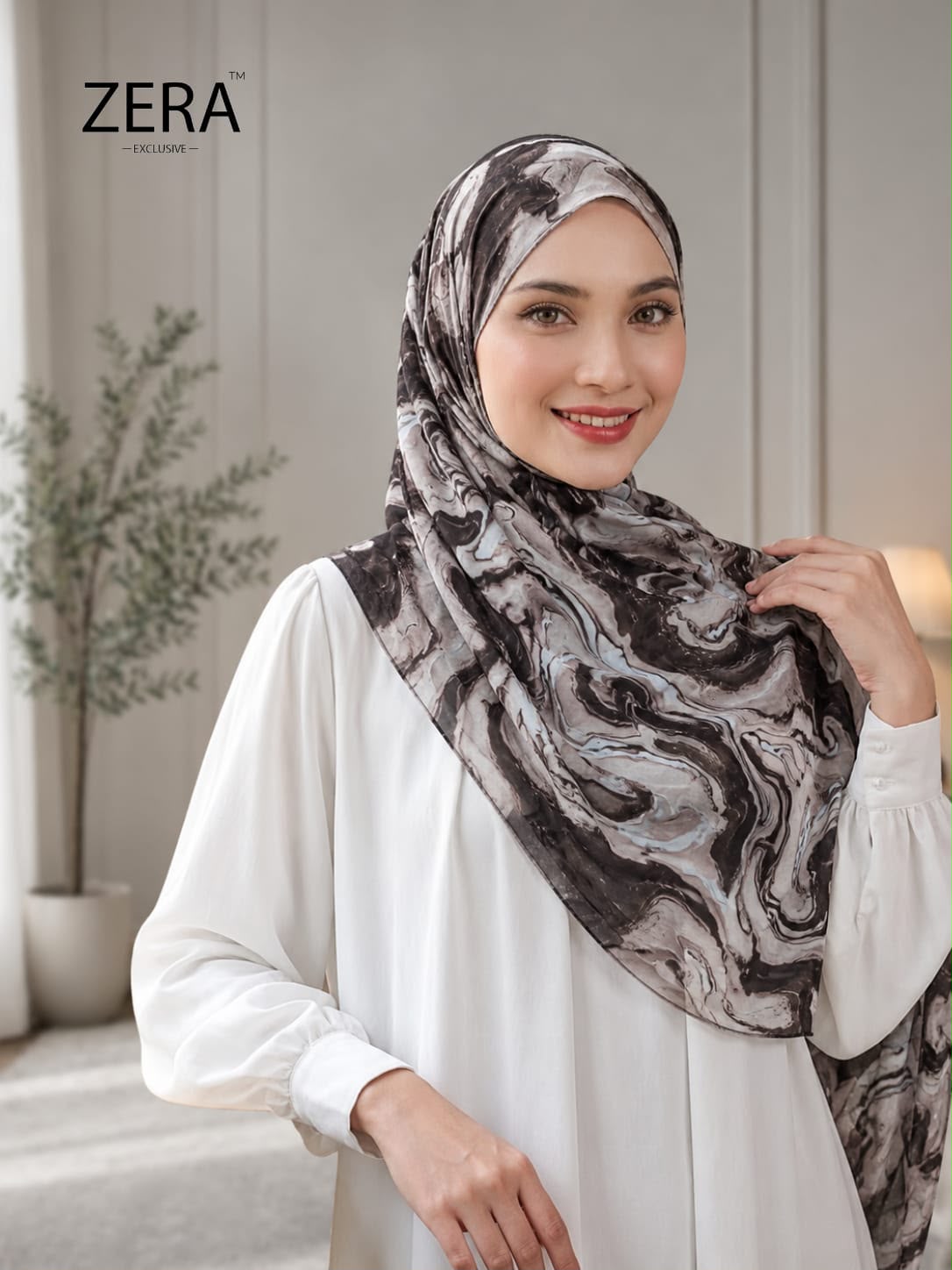 Printed Modal Cotton — Grey Marble